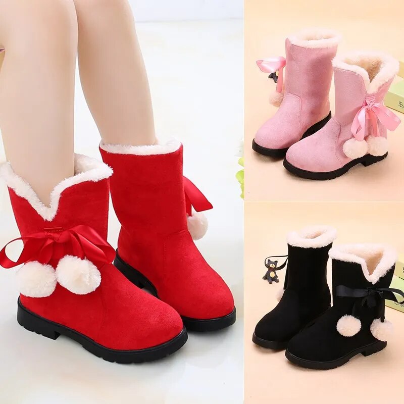 Miqieer Children Fashion Boots Baby Girls Winter Velvet Kids Shoes Outdoor Walking Soft Anti Skid Young Girls Snow Boots