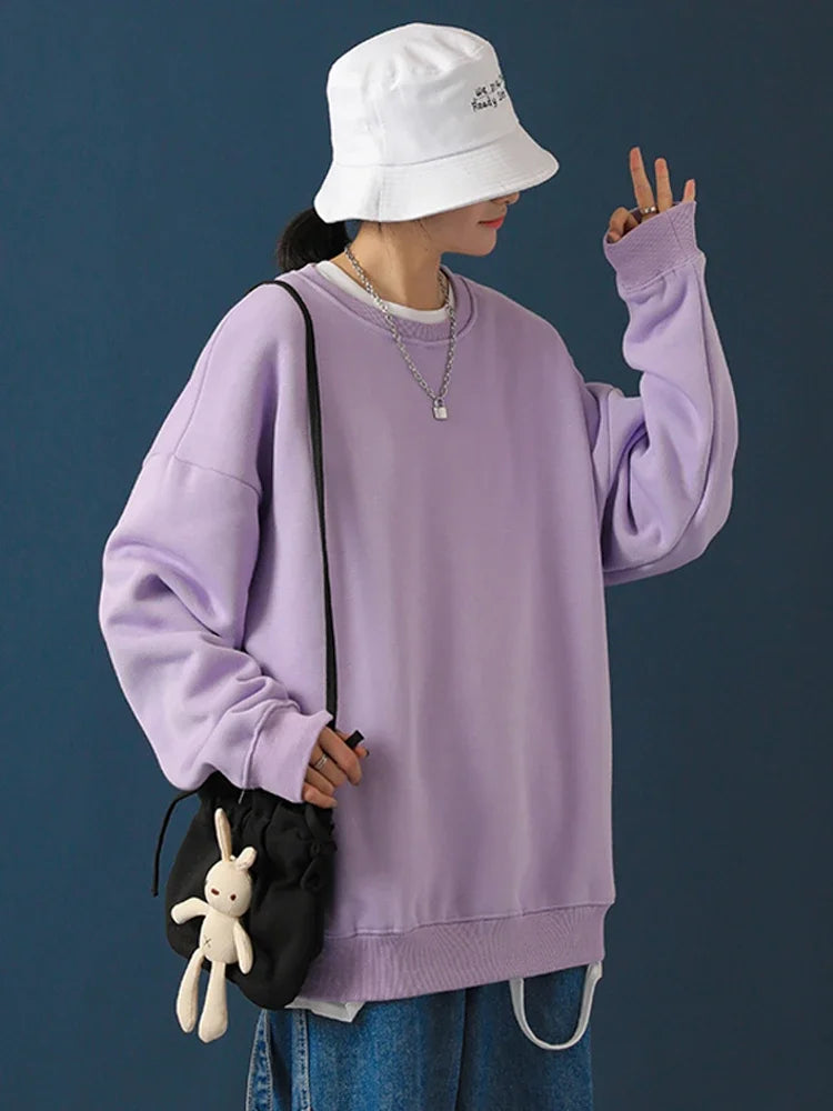 LEGIBLE 2024 New Oversize Hoodies Women pulovers Hooded Cotton Thicken Warm Loose Hoodie Women Sweatshirts Female