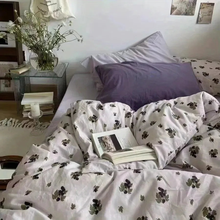 Korean Style Bedding Set Boys Girls Twin Queen Size Duvet Cover Flat Sheet Pillowcase Bed Linen Kids Adult Fashion Home Textile