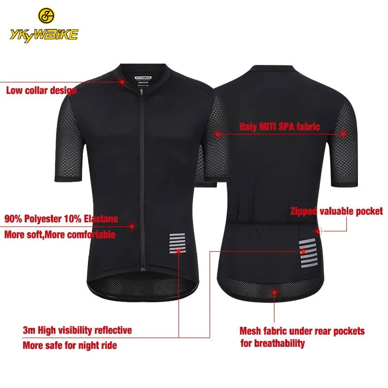 Men Cycling Jersey Short Sleeve Reflective Summer MTB Maillot Shirt Downhill Jersey Pro Team Mountain Bicycle Clothing