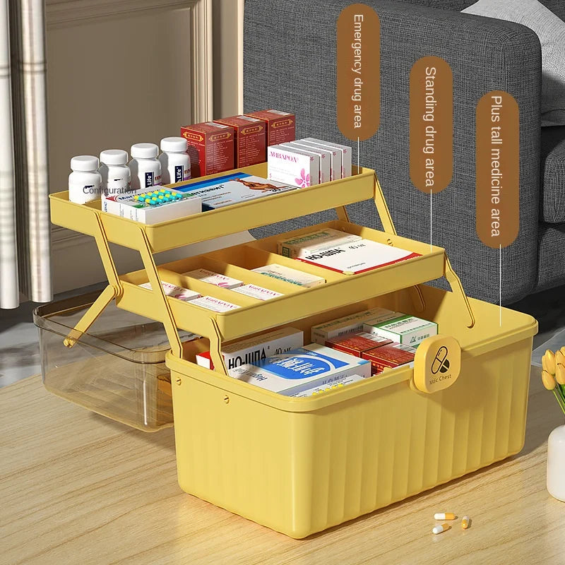 Home Medicine Cabinet Medicine Box, First Aid Kit Portable Storage Medicine Box, Three-layer Medicine Box, Household Storage Box