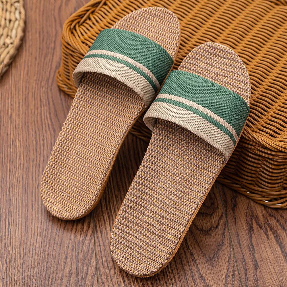 BAIRUILUN Summer Mens Slippers Shoes For Men EVA Flat Sandals Linen Lightweight Casual Slippers Women For Home Free Shipping