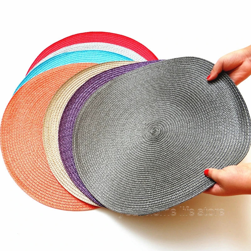 Round Placemats Set Braided Circle Place Mat Washable Table Mats for Kitchen Dining Table Mixed Color Non-Slip Place mats