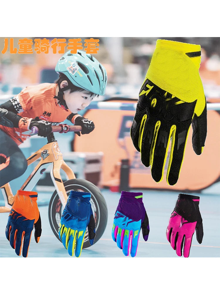 Boys Girls Kids children full finger Cycling Gloves Full Finger Bike Bicycle Breathable Glove Touchscreen Grip Outdoor