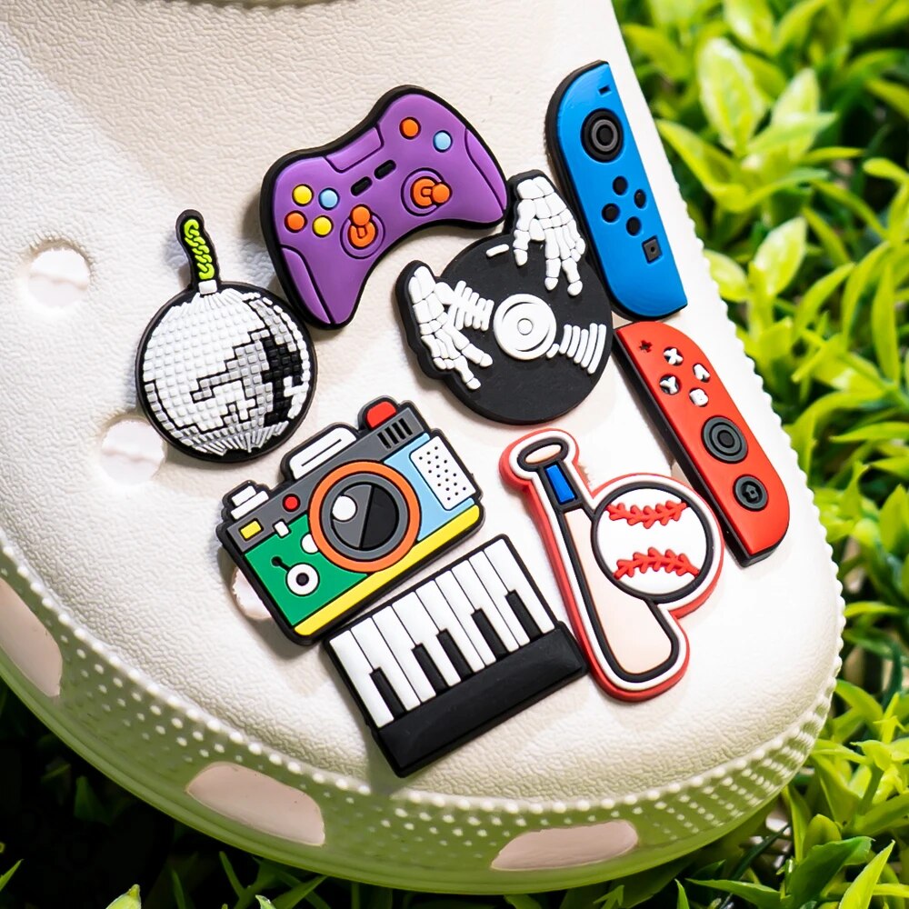 1pcs Croc Charms Gamepad Designer for Boys Music Shoe Charms Baseball Croc Accessories for Women Classic Clog 2023 Hot Sale