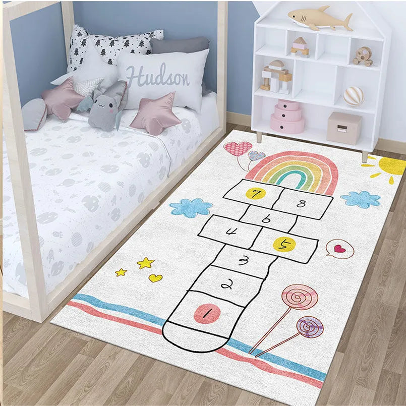 Modern Cute Children's Bedroom Decor Bedside Carpet Living Room Decoration Home Area Rug Large Jumping Plaid Kids Balcony Rugs