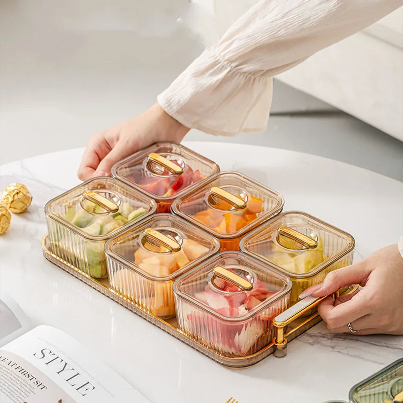 Light and Luxurious Transparent Fruit Plate Candy Plate Nuts and Dried Fruit Storage Box, Snack Snack Containers