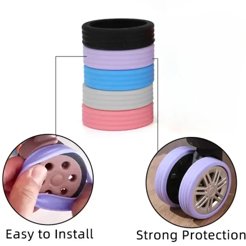 Silicone Wheels Caster Shoes Luggage Wheels Protector Travel Luggage Suitcase Reduce Noise Wheels Guard Cover Accessories