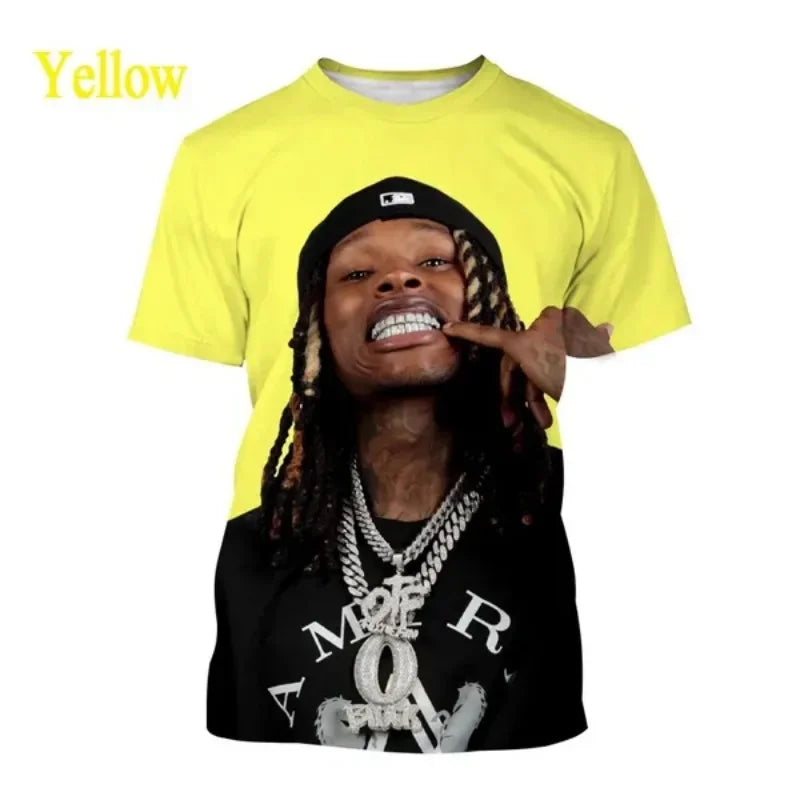 Hip-hop Singer King Von 3DT Shirt Men's Round Neck Casual Short-sleeved T-shirt Hip-hop T-shirt Harajuku Style Casual T-shirt