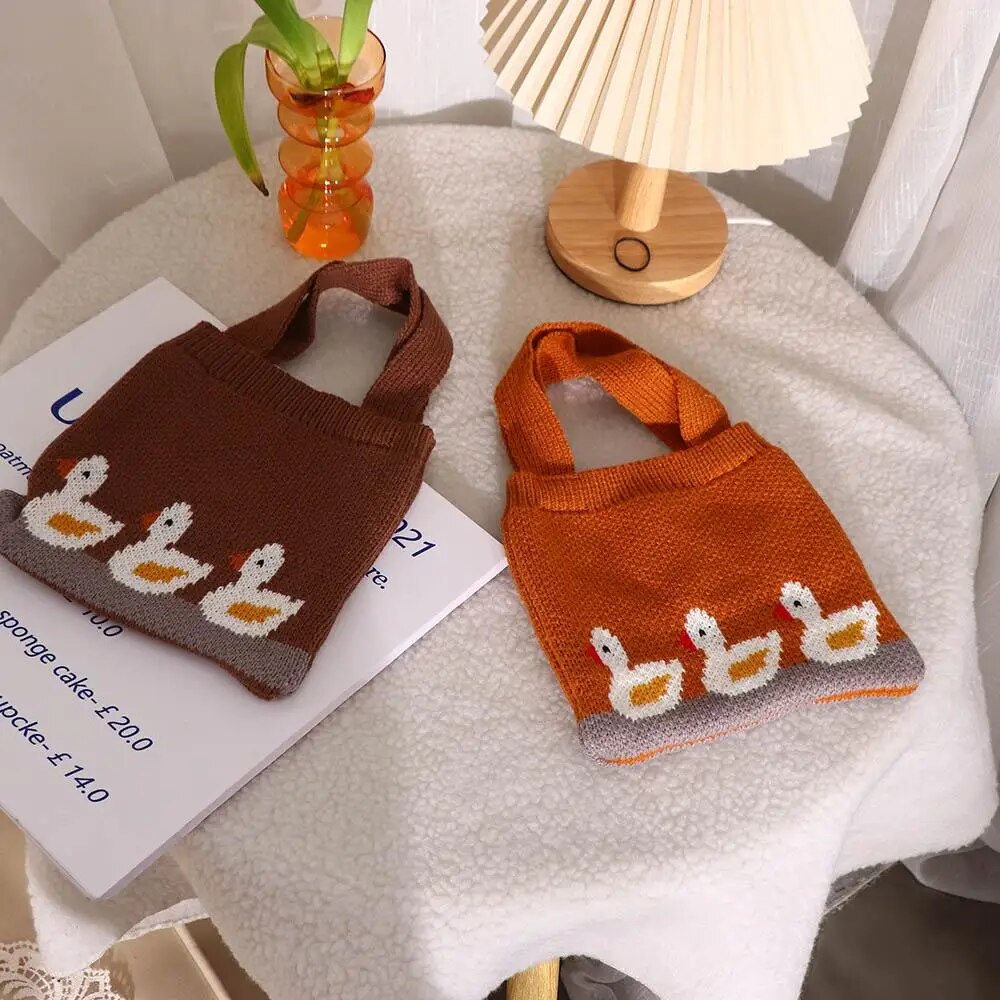 Casual Storage Bags Gifts For Girls Kids Coin Purse Storage Case Children Handbags Purse Wallets Knitted Cartoon Shoulder Bags