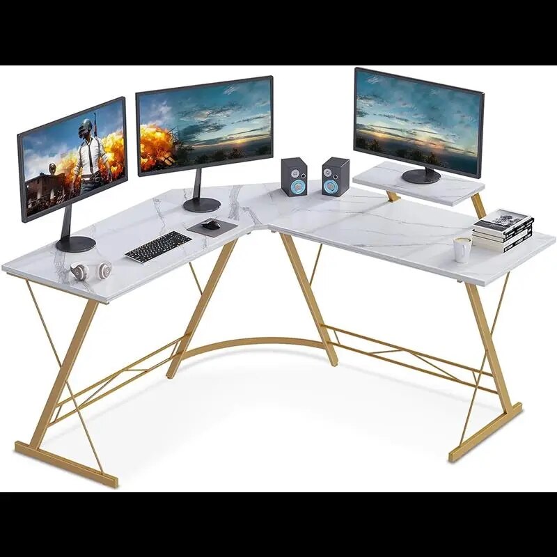 Wfs L Shaped Desk,Home Office Corner Desk, PC Table Workstation,Gaming Computer Desk,with Shelf,with Monitor Stand,51