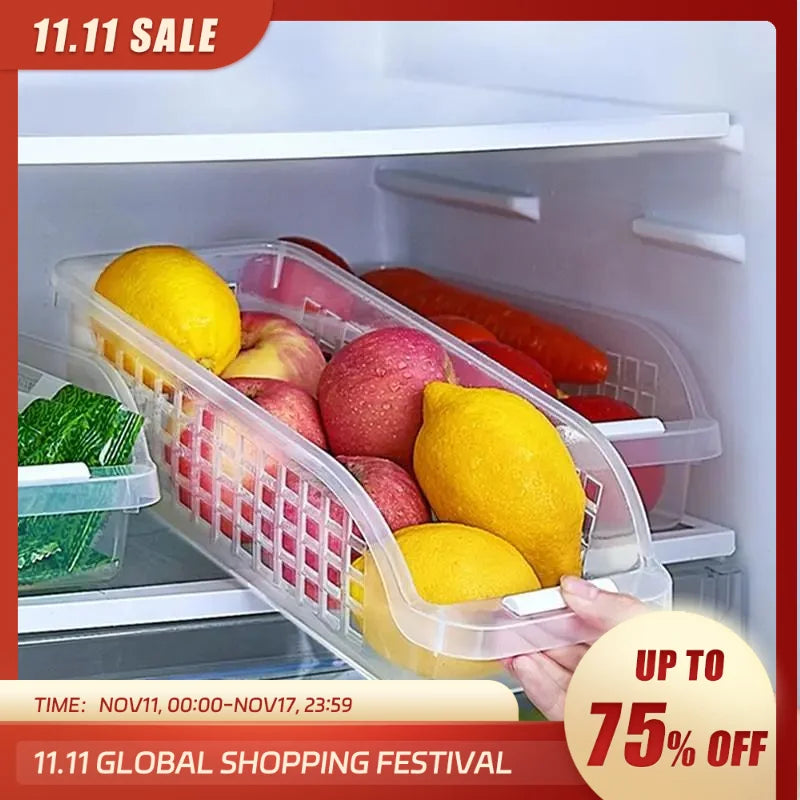 4pcs Home Transparent Refrigerator Storage Compartment Thickened Plastic Food Storage And Organization Box Storage Basket