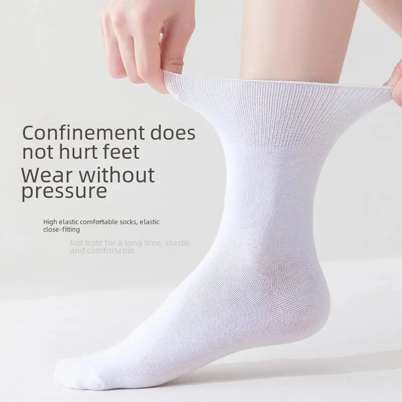 White Summer Thin Cotton Socks Women Medium Length Tube Summer Maternity Small Leather Shoe Socks Sweat Absorbent All Seasons