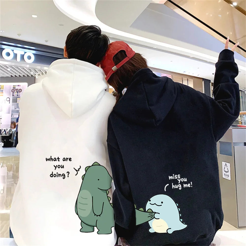 Spring or Autumn Men and Women Jumpers Hoodie Fun Dinosaur Print Long-sleeved Fashion Sweatshirt of Couple Y2K Clothes Hoodie