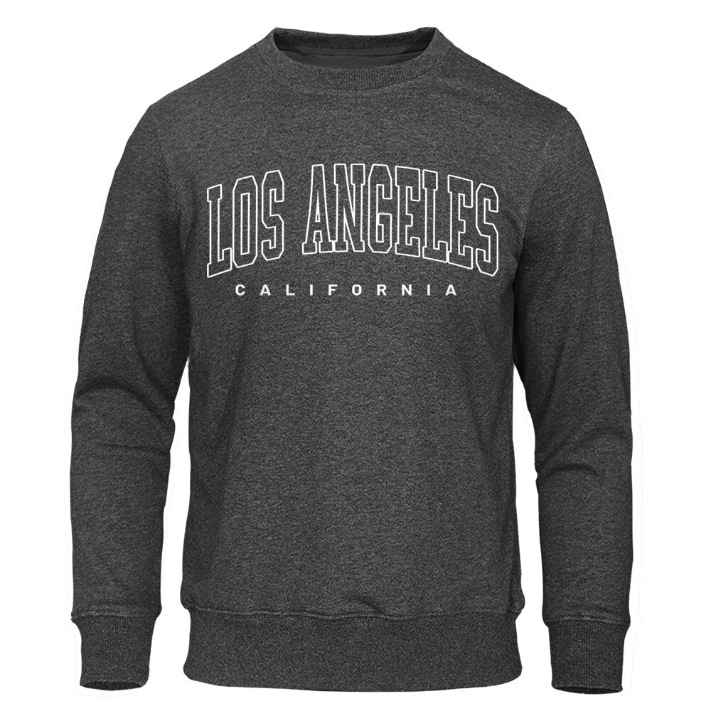 U.S.A Los Angeles California City Letter Printed For Men Fashion Casual Sweatshirt Loose Oversize Clothes O-Neck Warm Streetwear