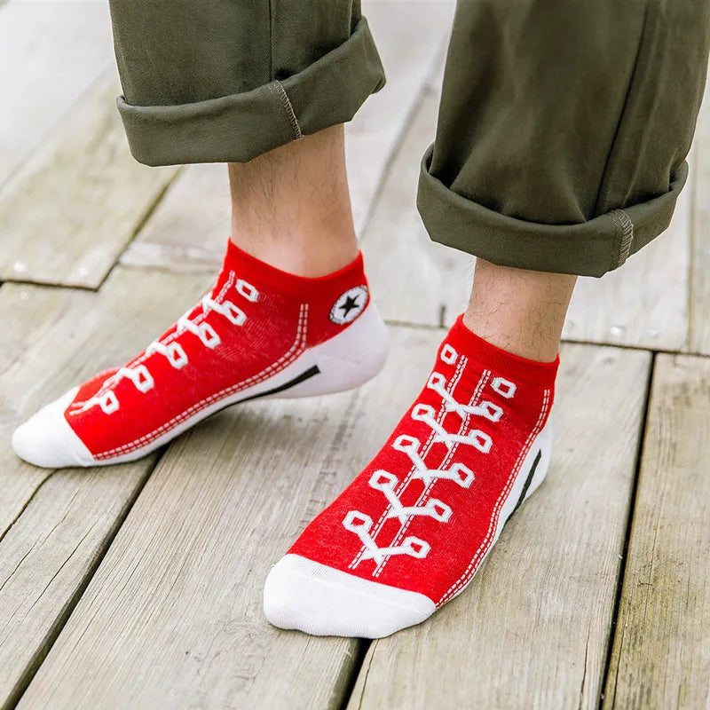 Unisex Funny Women's Men Harajuku Happy Socks Kawaii Hip Hop Shoe Print Cute Short Ankle Sock Gift Women Men Gift Sox Wholesale