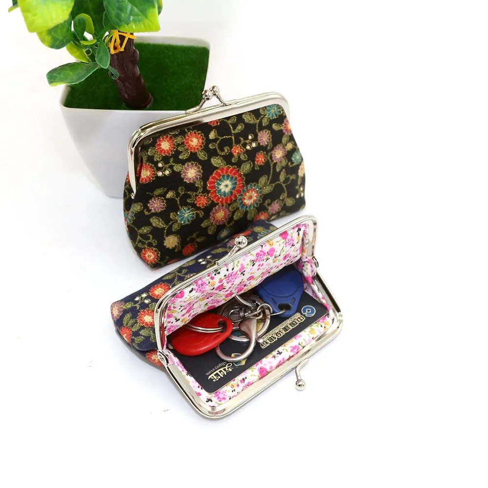 Vintage Women Wallet Printing Coin Purses Money Bag Change Card Holders Small Floral Wallet Clutch Purse Ladies Key Storage Bag