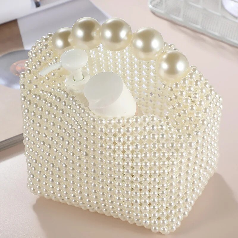 2023 New Luxury Design Pearl Handbag Woven Wedding Bag Ladies Party Clutch Korean Fashion Small Square Bag Wallet Women's Bag