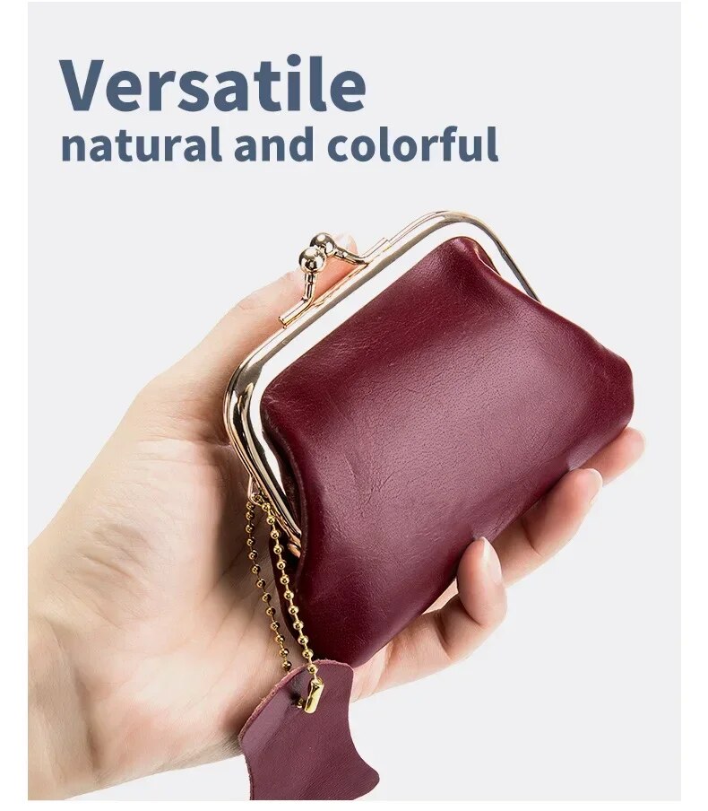 Coin Purse for Women Genuine Cow Leather Ladies Fashion Wallets Small Purses Elegant Wallet Clip Clutch Bag cute wallet