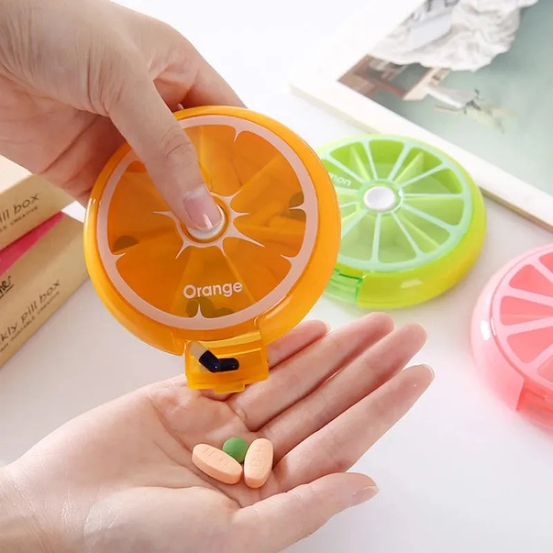 Mini Pill Box Weekly Medicine Pill Box Rotating Pill Box Case Splitter Pill Organizer Portable Travel 7 Day Pill Container Case