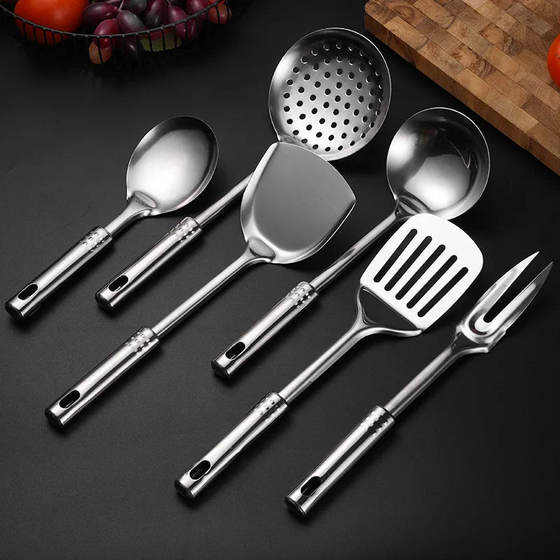 1PC Kitchen Stainless Steel Cooking Spatula Shovel Colander Kitchenware Pots Set Utensils Rice Soup Spoon Cookware Accessories