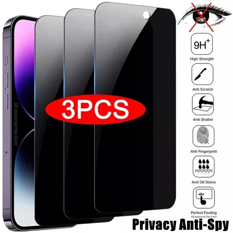 3PCS Privacy Screen Protector For iPhone 14 PRO MAX Anti-Spy Glass For iPhone 13 12 11 15 Max XR 7 8 Plus SE 2022 Tempered Glass