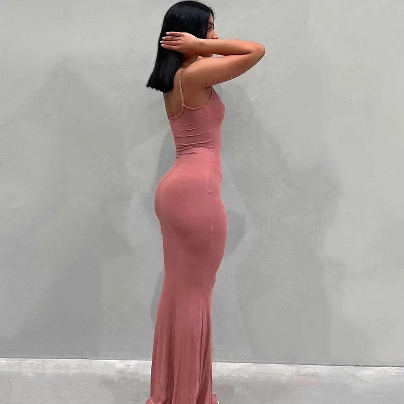 Women's Summer Dress Bodycon Strap Long Dress Backless Maxi Dresses Sleeveless Casual Vacation Sexy Outfits Party Club Sundress