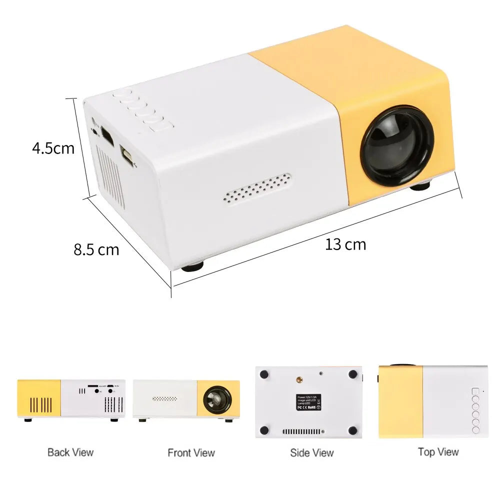 Salange YG300 Mini LED Projector Yg300 Upgraded Version 1000 Lumen 320x240P HDMI-compatible USB Audio Home Media Player Beamer