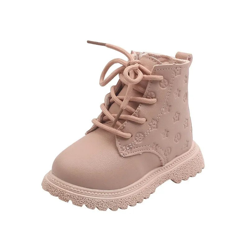 Girls Boots Autumn Winter Plush Children Boots Boys Girls Shoes Fashion Brand Soft Leather Warm Kids Boots Shoes for Kids