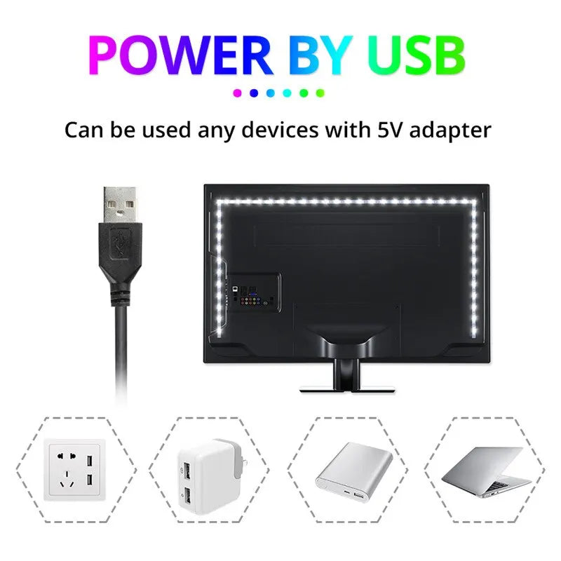 3m USB RGB LED Strip Light 5V SMD 2835 Smart APP Control Bluetooth Flexible Ribbon LED Tape for Computer TV Backlight