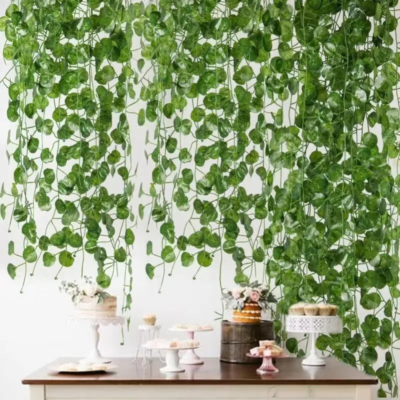 1/2Piece Artificial Vine Home Decor Artificial Ivy Leaf Garland Plants Vine Fake Foliage Flowers Creeper Green Ivy Wreath