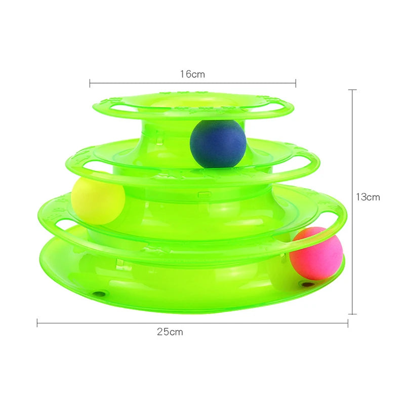 3-layer pet cat toy Training Entertainment board Interactive tower track dish Cat Turntable ball quadruple dish tumble