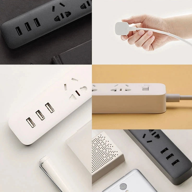 Original Xiaomi Smart Home Electronic Power Strip Socket Fast Charging 3 USB with 3 Sockets Standard Plug