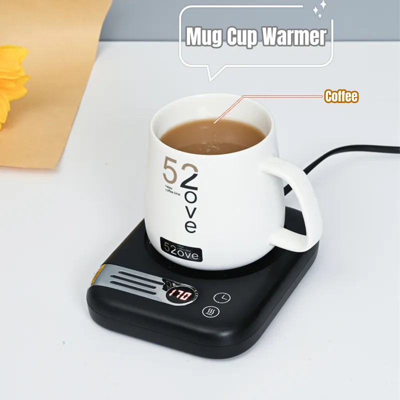 Smart Coffee Mug Heater Water Drinks Milk Cup Warmer Timing Constant Temperature Heating Coaster 3-gear Settings for Home Office