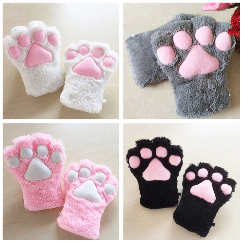 3d silicone cat paw gloves socks socks cute kitten fingerless gloves pawpads gloves female girls christmas halloween cosplay