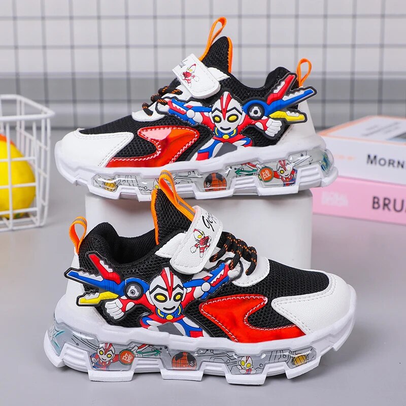 New Kids Shoes Breathable Mesh Boys Girls Cartoon Sneakers Magic Buckle Non-slip Children Casual Lightweight Running Shoes