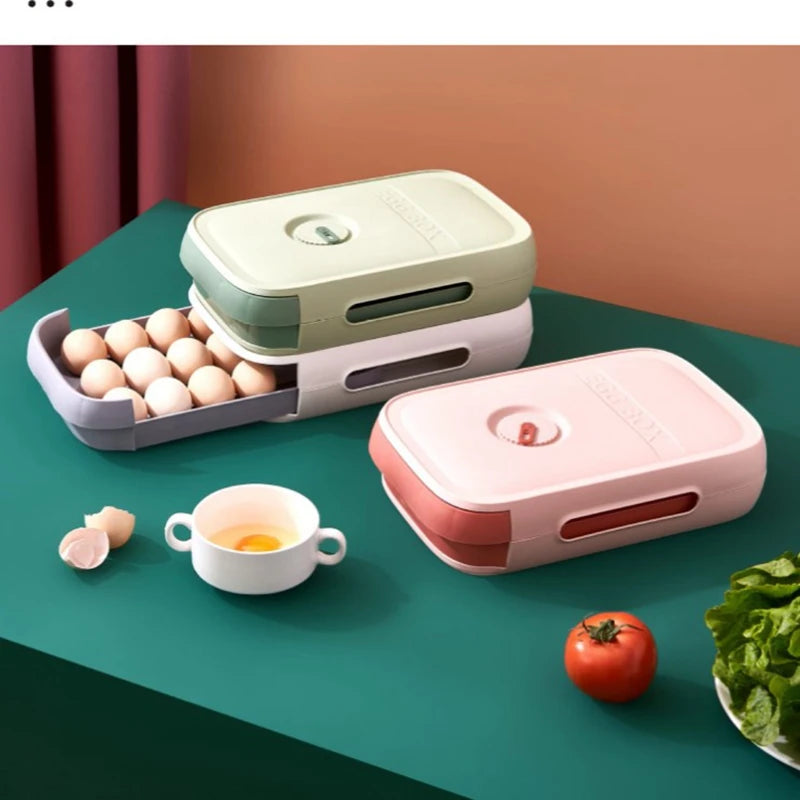 Egg Storage Box Kitchen Drawer Type Egg Storage Refrigerator Storage Box Fresh Keeping Box Dumpling Box Household Eggs Holder