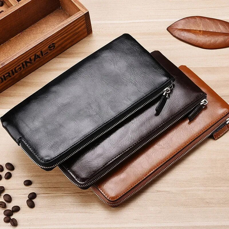 High Long Handbag Coin Men Clutch Male Holder Zipper Phone Quality New Business Mobile Card Wallets Wallet Solid Bag For Purse