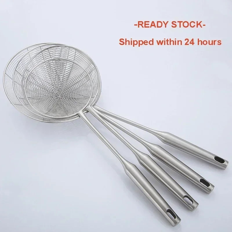 Premium 304 Stainless Steel Spider Mesh Strainer & Colander Ladle Skimmer Cooking Tool Kitchenware Heat-resistant