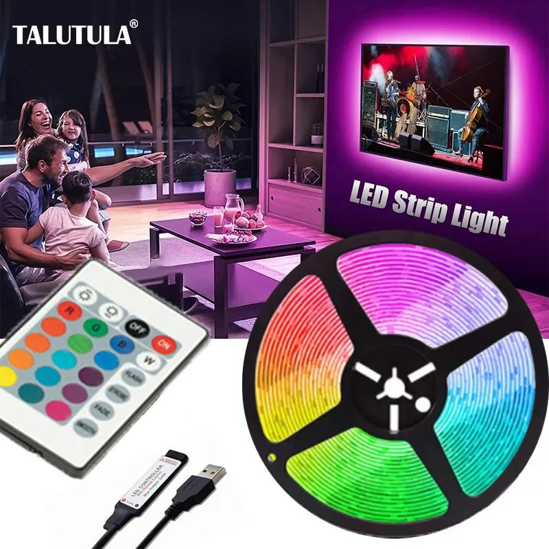 2M LED Light String 60 Leds Computer Desk DIY Backlight 24 Key Remote Control 5050 Multicolor Tape Home Decoration Light Bar