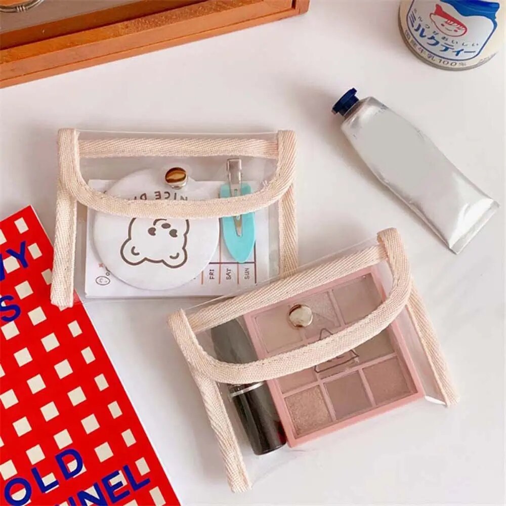 Sweet For Girls PVC Cosmetic Bag Mini Transparent Korean Money Bag Women Coin Purse Purse Wallets Card Holder