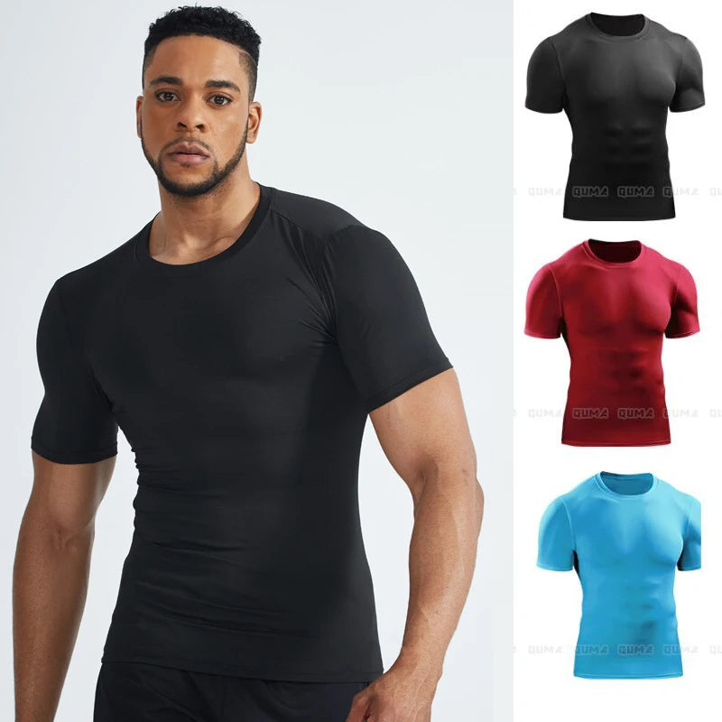 Running Shirt Men Short Sleeve Sport Workout Training Tshirt Tops Male Fitness Gym Shirt Men Male Sportswear Summer Mens T-shirt