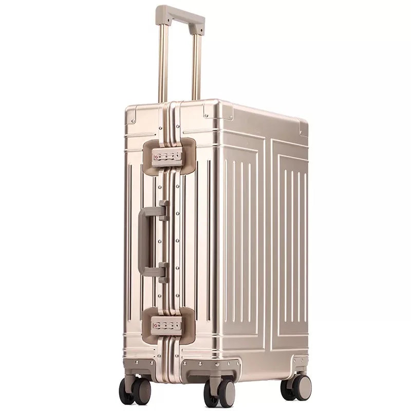 New top quality aluminum travel luggage business trolley suitcase bag spinner boarding carry on rolling luggage 20/24/26/29 inch