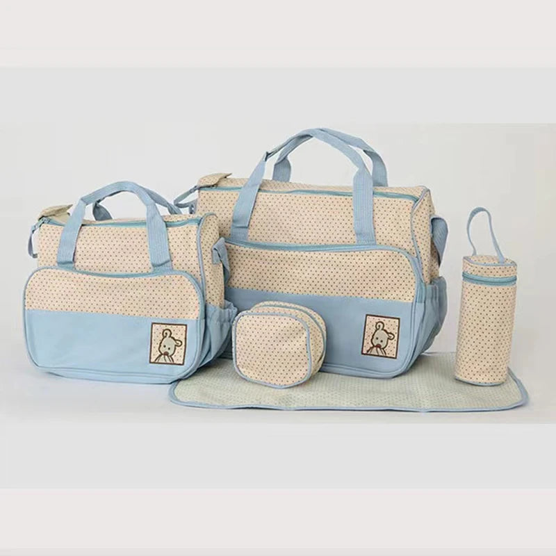 5Pcs Multifunctional Baby Diaper Bag Set Suitable For Baby Bottle Holder Baby Pregnant Woman Diaper Bag Set