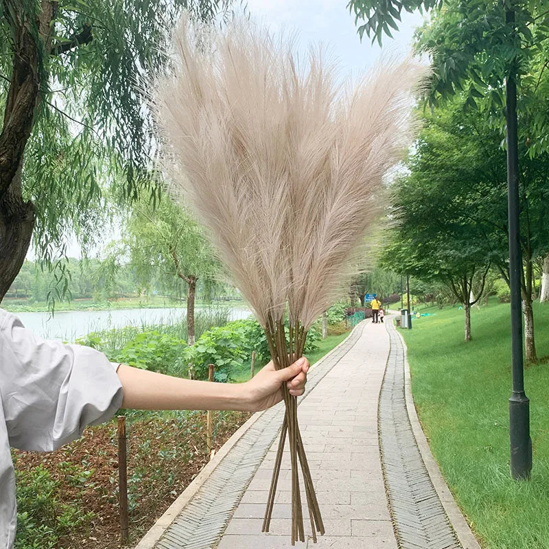 5Pcs 100/70cm Artificial Pampas Grass Bouquet New Year Holiday Wedding Party Home Decoration Plant Simulation Dried Flower Reed