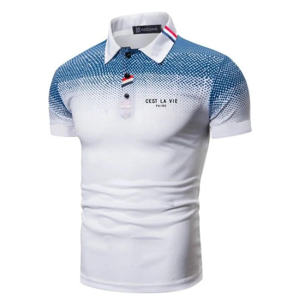 Men's Leisure Paris Life in the Chest, Letters, Print Short -sleeved Summer POLO Shirt