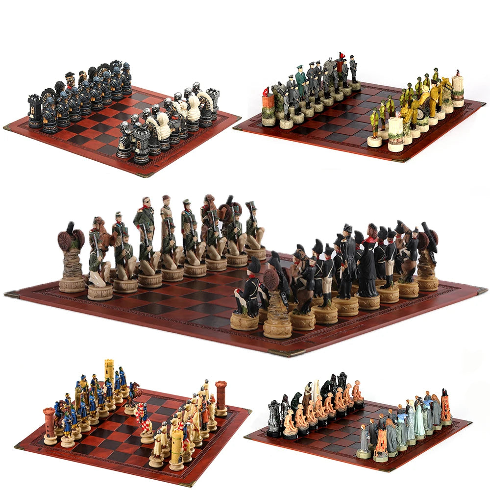 3D Character-themed Chess Set with International Chess and Deluxe Painting, Entertaining Luxury Chess Game Chess and Card Toys