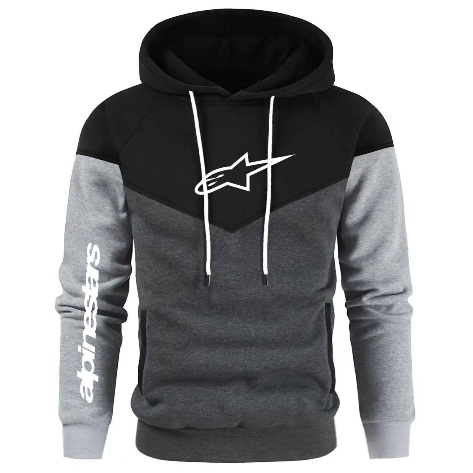 Autumn/Winter Men's Hoodie Fashion Splice Fleece Casual Loose Fit Warm Pullover High Quality Unisex Sports Hoodie