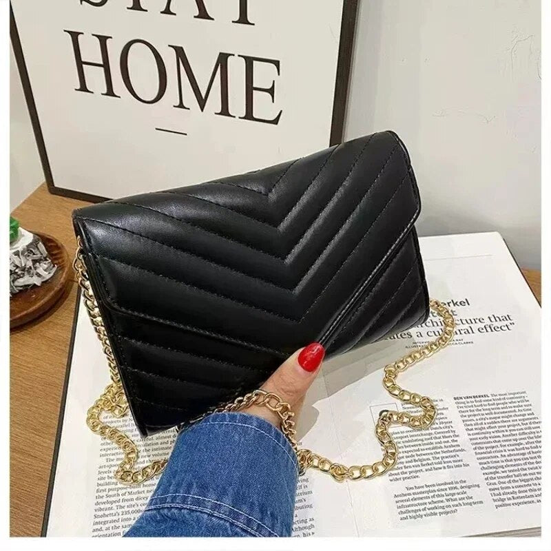 Y Women Shoulder Luxury Bag Genuine Designer Brand Lady Flap Envelope Bag Female Messenger Bag Wallet Travel Fashion Chain Purse