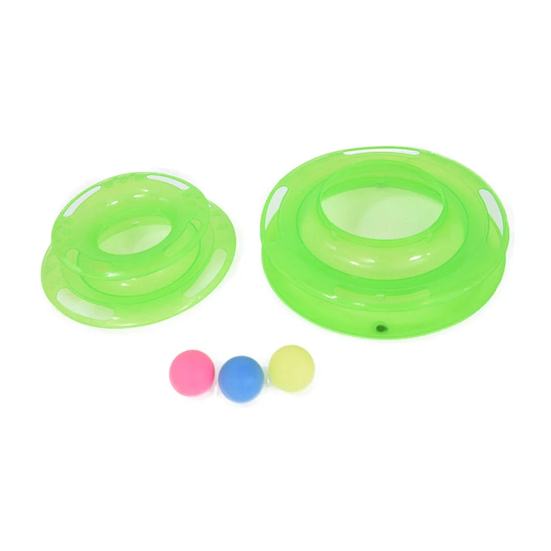 3-layer pet cat toy Training Entertainment board Interactive tower track dish Cat Turntable ball quadruple dish tumble